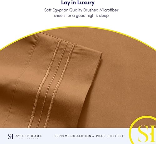 Vista 301 de Juego de sábanas extrasuaves de tamaño queen, ropa de cama transpirable y lujosa con correas elásticas integradas para las esquinas, colección