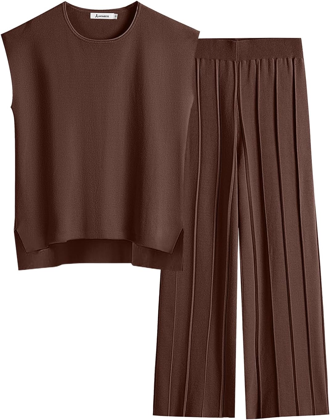 ANRABESS Women 2 Piece Lounge Sets Summer Casual Knit Sweater Vest Pant Set Beach Vacation Airport Clothes 2025 Fall Outfits