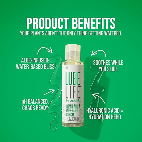 Miniatura 5 de LubeLife Lubricante orgánico a base de aloe y agua, lubricante personal para mujeres, hombres y parejas, compatible con juguetes y condones,