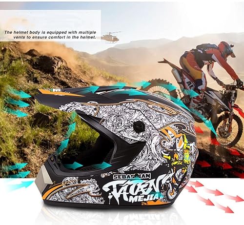 Miniatura 4 de Casco Bluetooth de cara completa para motocross, motocross, ATV, motocicleta, casco Bluetooth para hombres y mujeres, aprobado por el DOT, de cuatro