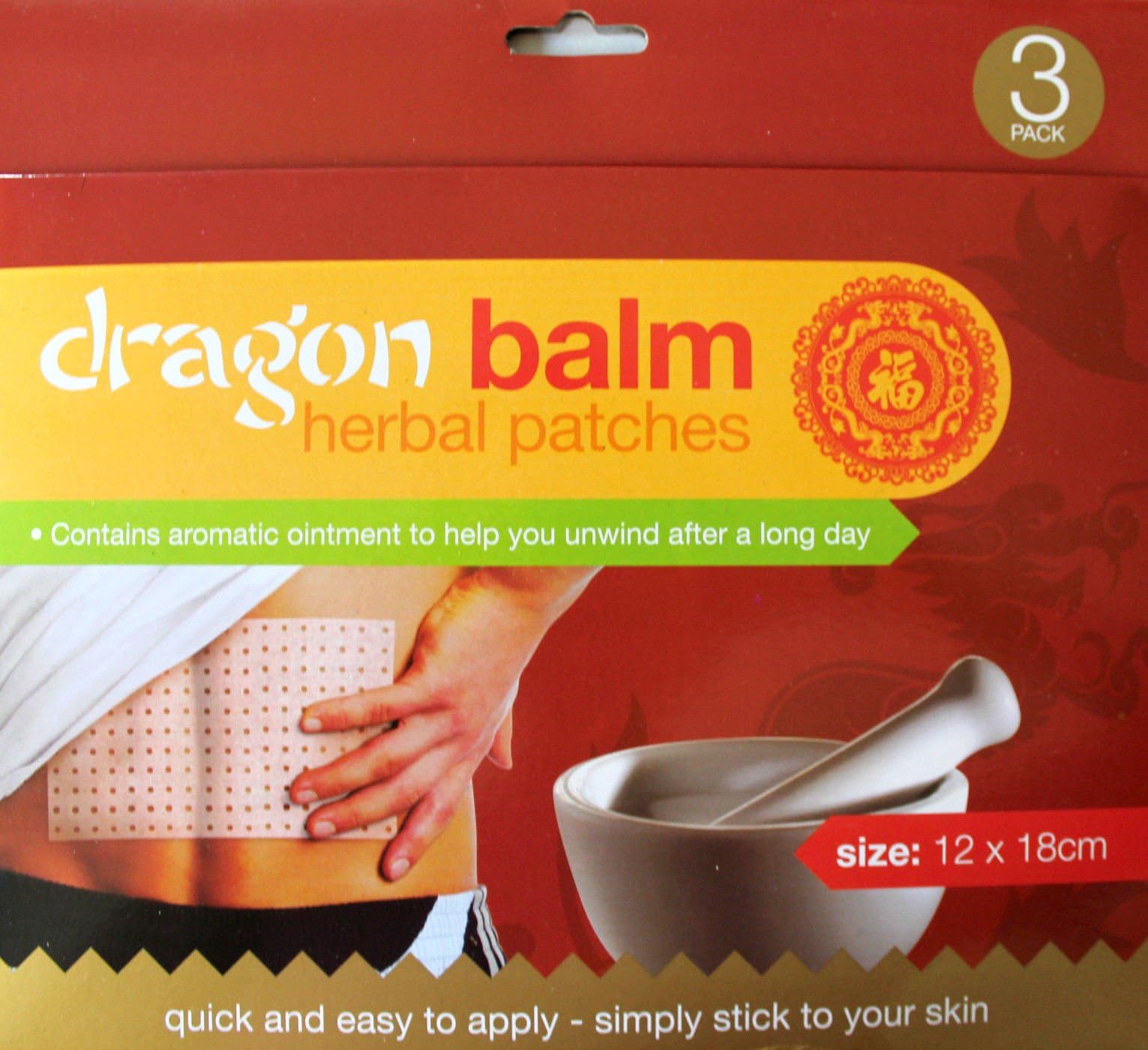 3 x PAIN RELIEF DRAGON BALM HERBAL BACK BODY PLASTERS PATCHES MUSCLES DEEP HEAT - By PAJEE™