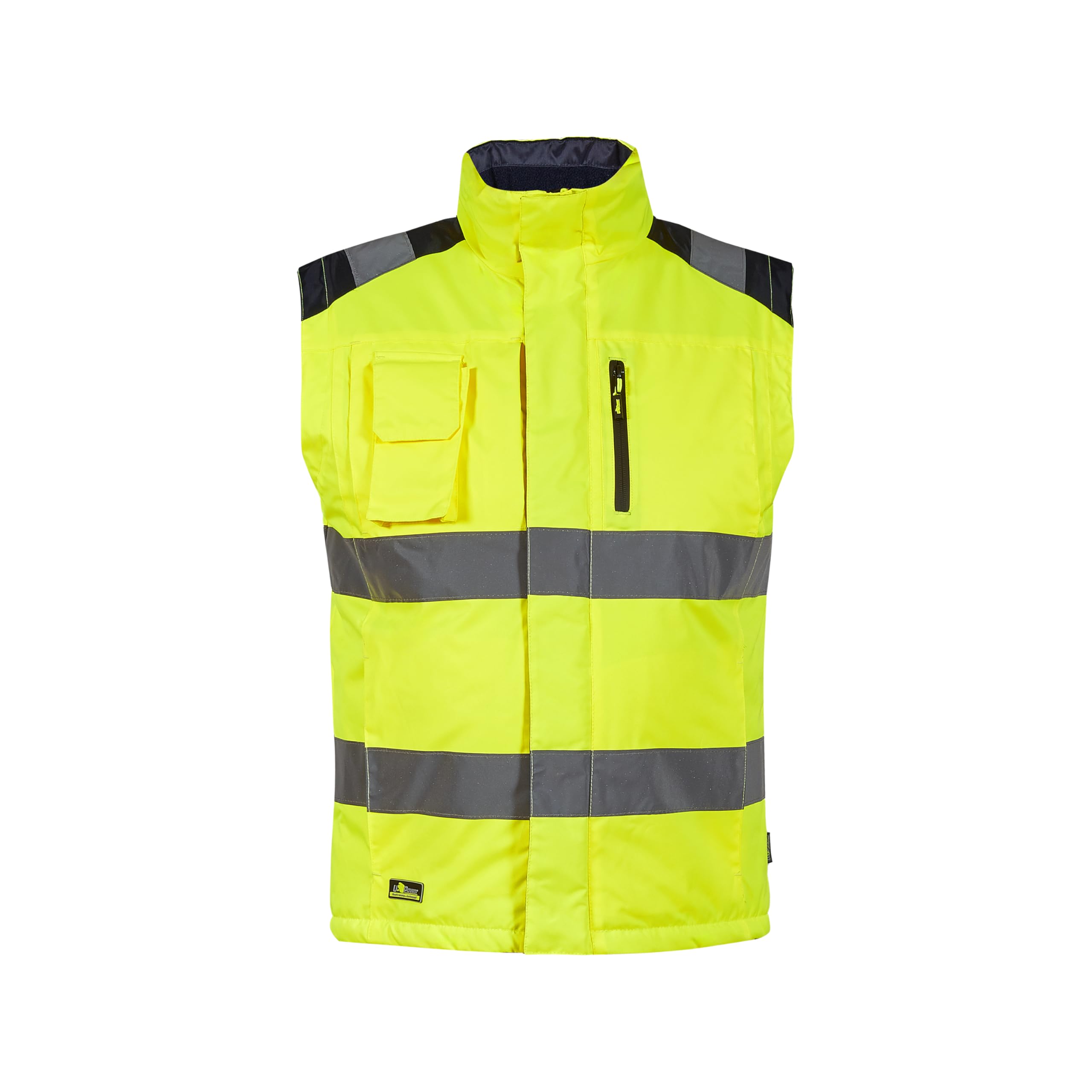 U-POWER | Gilet da lavoro PRIME, Imbottito, con Bande Riflettenti, Tasche portaoggetti, Chiusura centrale con zip, colletto in micro-fleece. Apertura interna posteriore, 100% Poliestere