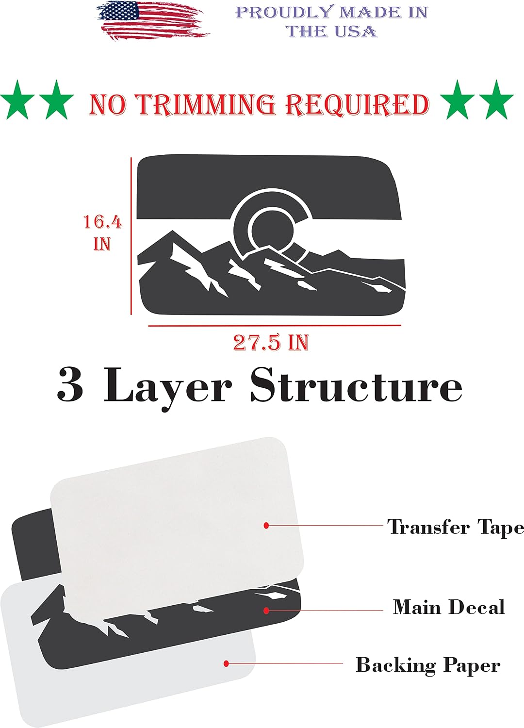 Compatible with Jeep Wrangler JL (4 Door) 2018-2026 | Precut Colorado Mountain Scene Flag Window Decals | Both Side | Proudly Made in The US | Matte Black (Colorado Mountain Scene)