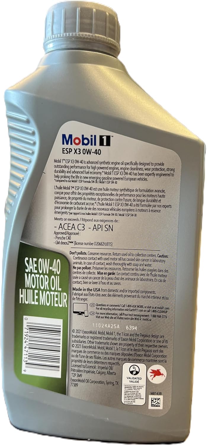 Mobil 1 ESP X3 0W-40 Motor Oil (6 Quarts) - Image 4