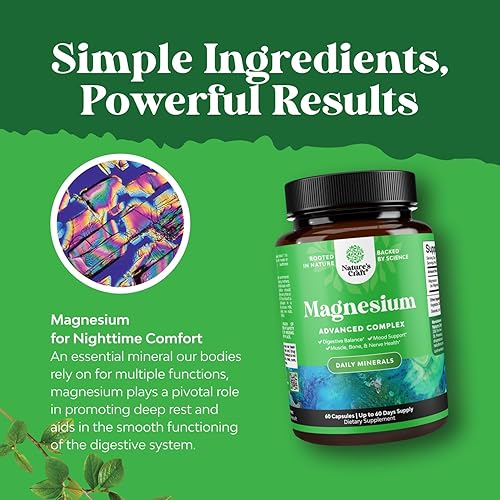 Miniatura 4 de Suplemento complejo de magnesio de alta absorción, óxido de magnesio 500 mg con citrato de 500 mg para apoyo del sueño y el estado de ánimo, citrato