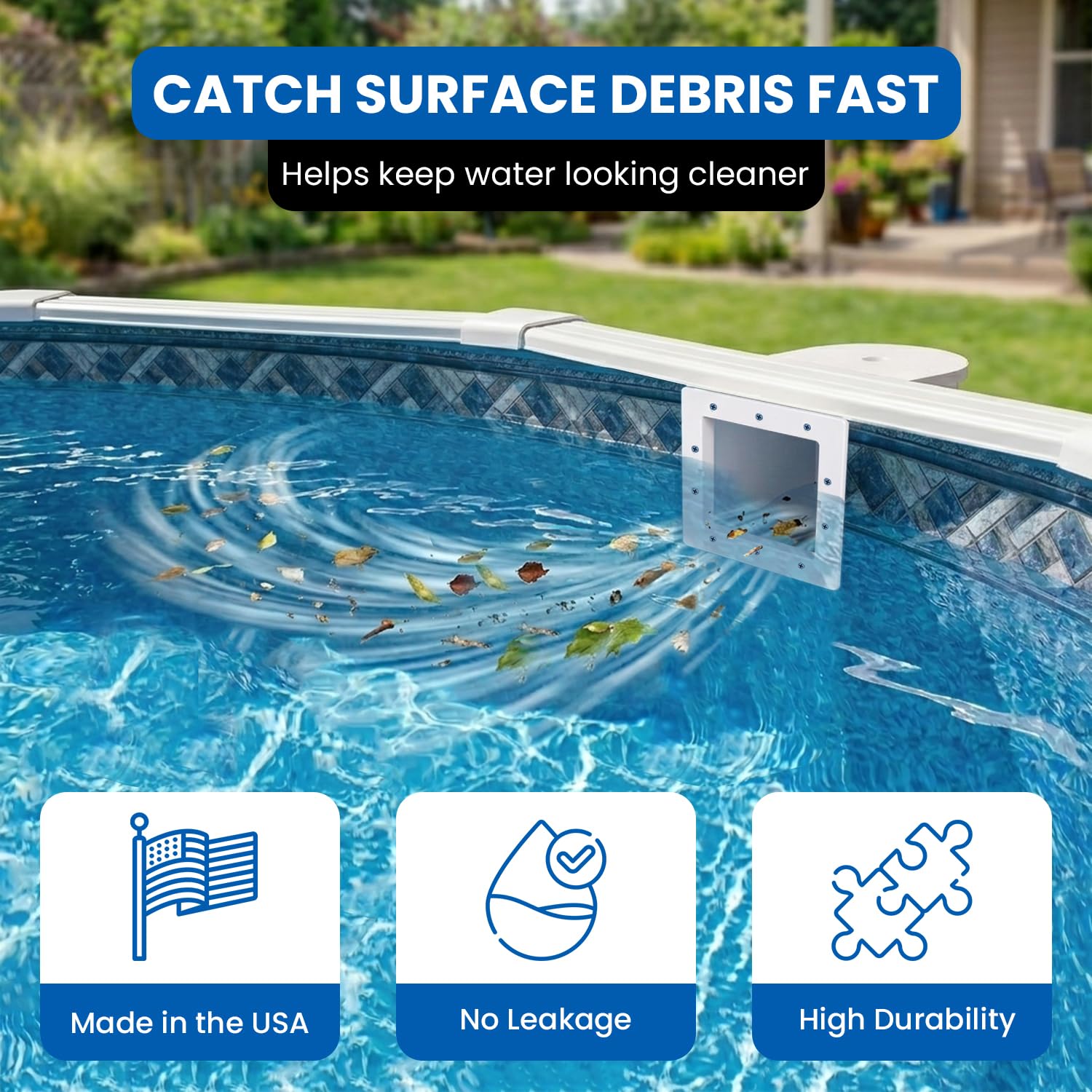 JED Pool Tools 45 – 400 Skimmer de Pared y Juego Completo de Accesorios, Color Blanco