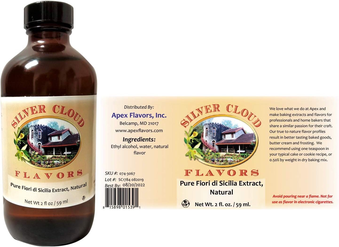 Pure Fiori di Sicilia Extract, Natural - 2 fl. oz. glass bottle