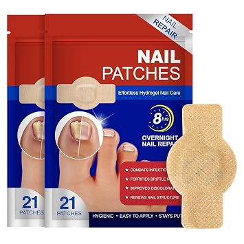 Nail Patches, Nail Patches for Toenails, Nail Treatment Patches Extra Strength, Extra Strong 8-Hour Repair Nail Plasters, Overnight Toe Nail Care Repair for Damaged Nails