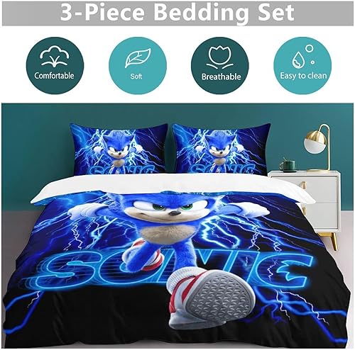 Miniatura 3 de EQARPZM Juego de funda de edredón de cama fresca para niños, juego de ropa de cama de dibujos animados para niños, ropa de cama de anime impresa en