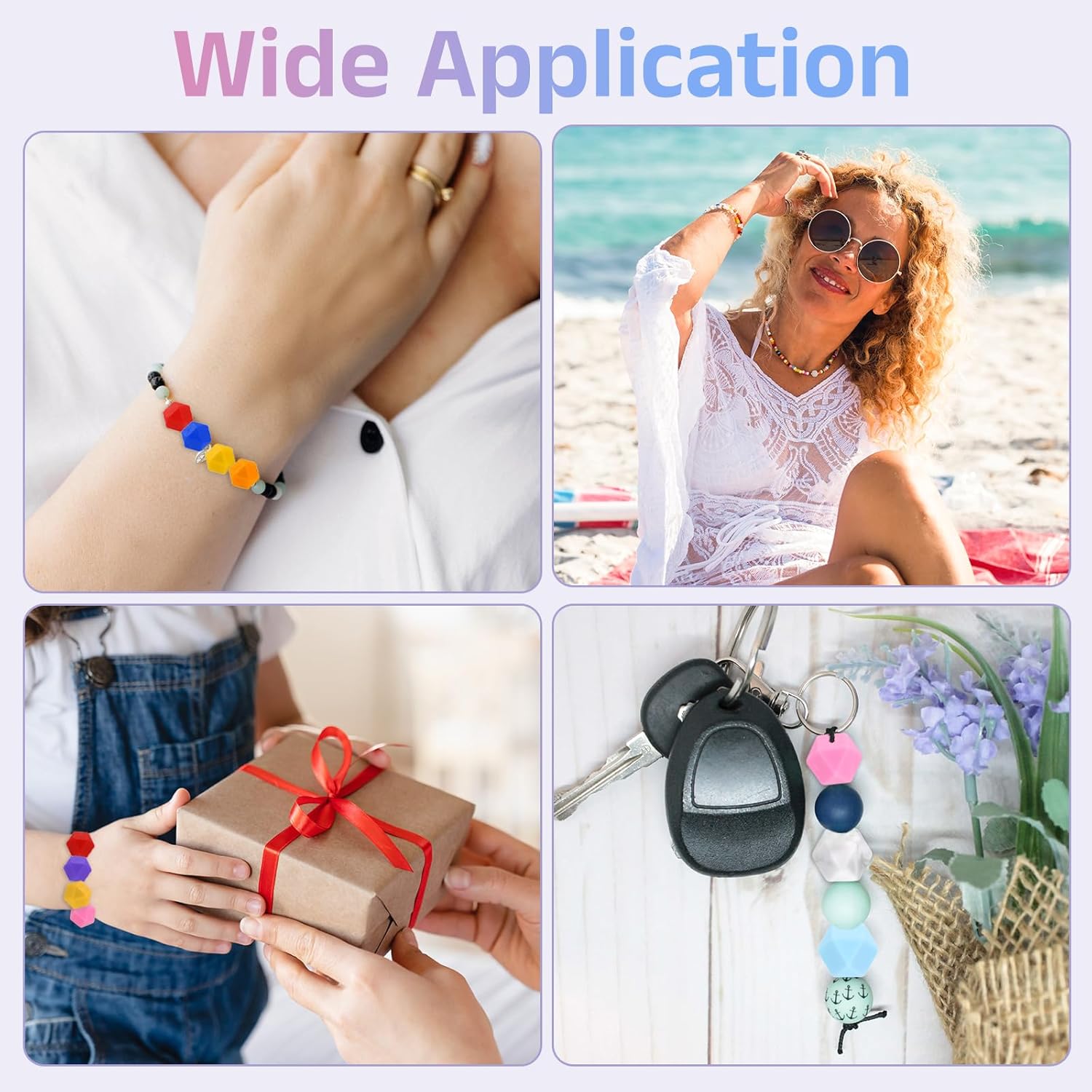 uxcell 50 Pcs Silicone Beads, 17mm Loose Hexagon Rubber Focal Beads Bulk Beads for Keychain Pens Necklace Bracelet Jewelry Making DIY, Orange - Image 7