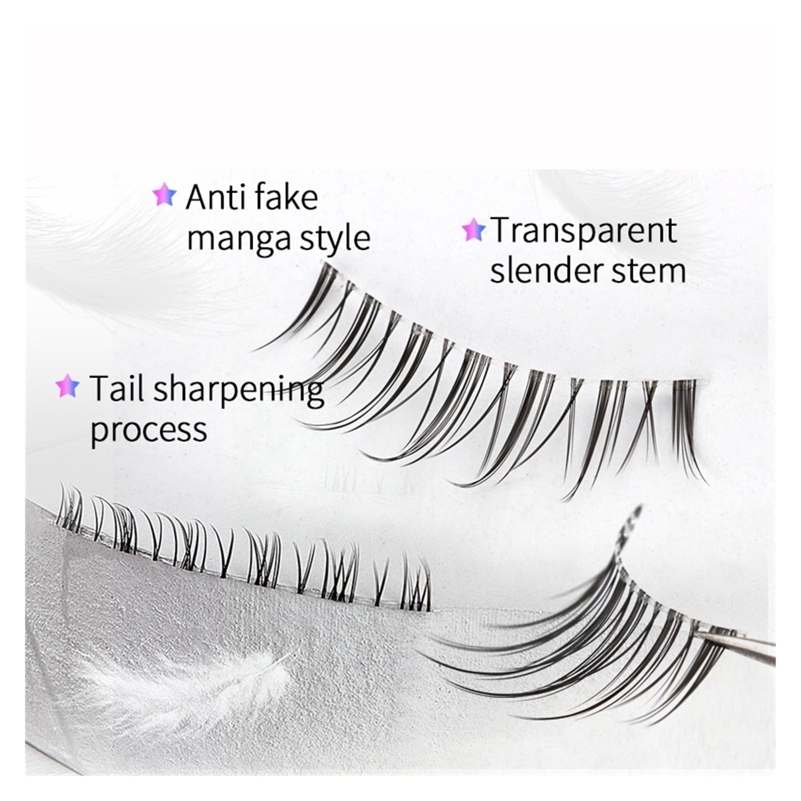 UAMOU 2-50 Boxen Manga Lashes Falsche Wimpern Puppe Koreanische Natürliche Anime Wimpern Stachelige Dicke Faux Nerz Wimpern Streifen Make-Up Cheerfully (Color : M24, Size : 20 boxes)