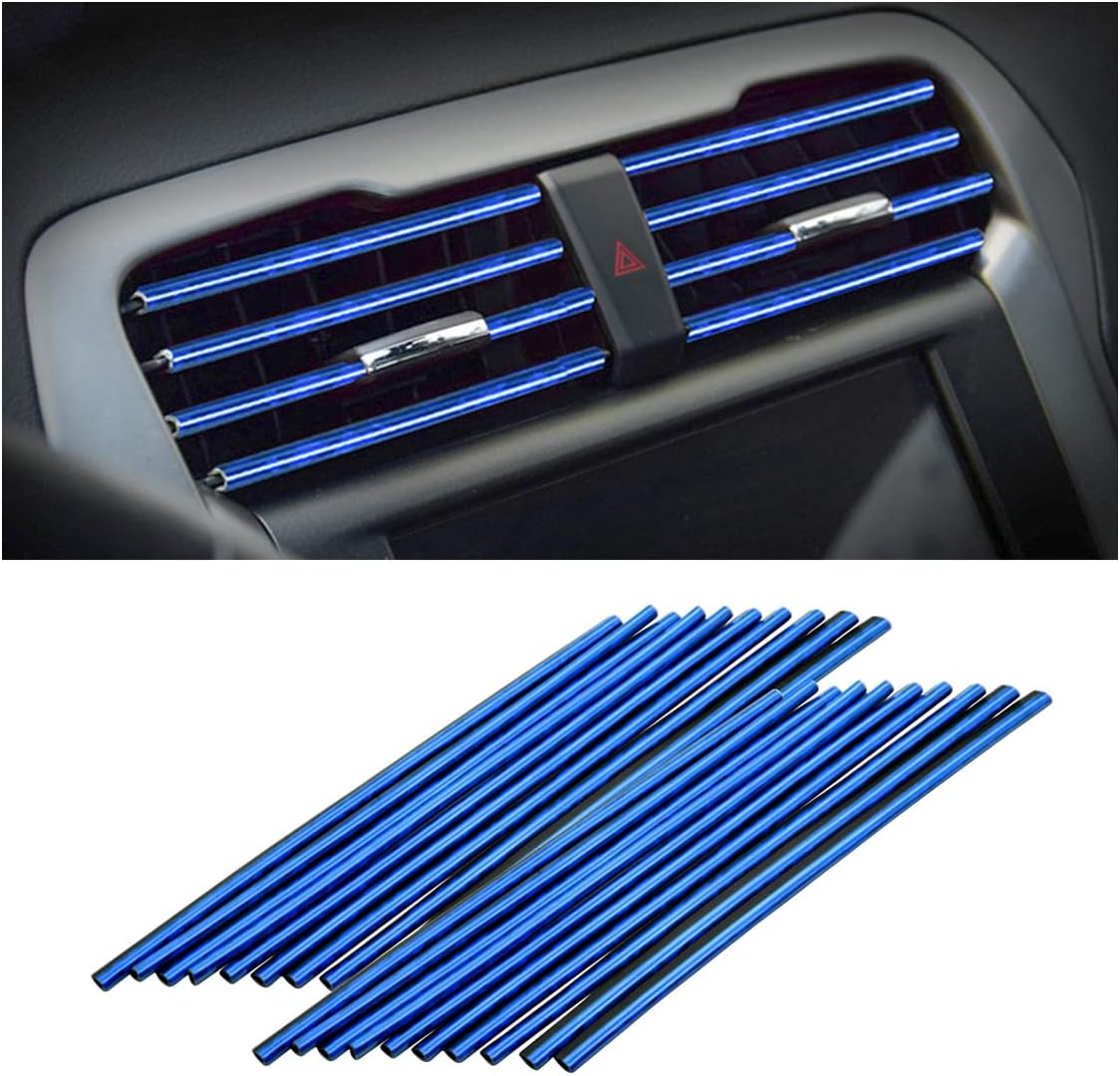8sanlione 20 Pieces Car Air Conditioner Decoration Strip for Vent Outlet, Universal Waterproof Bendable Air Vent Outlet Trim Decoration, Suitable for Most Air Vent Outlet, Car Accessories (Ice Blue)