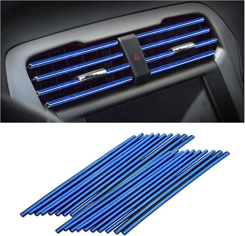 Fita de acabamento para saída de ar automotiva 8sanlione em PVC flexível azul-gelo – 20 unidades
