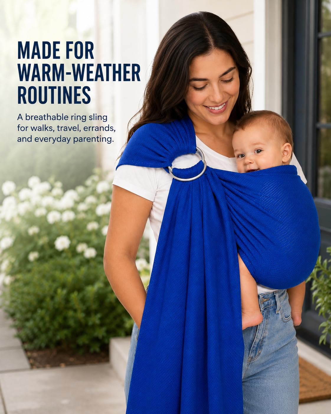 Baby Water Ring Sling Carrier | Lightweight Breathable Mesh Baby Wrap for Infant, Newborn, Kids and Toddlers | Perfect for Summer, Swimming, Pool, Beach | Great for Dad Too Royal Blue