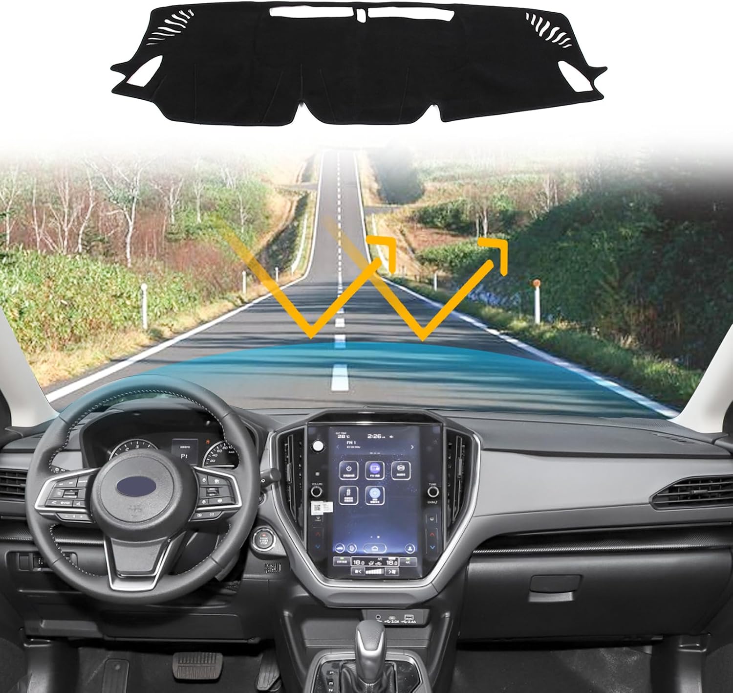 Dash Cover Mat Dash Mat Compatible with Subaru Crosstrek Impreza 2023-2026 Forester 2025 2026,Polyester Car Dashboard Cover Sun Shade Pad,Anti-Slip Dash Board Pad Accessories