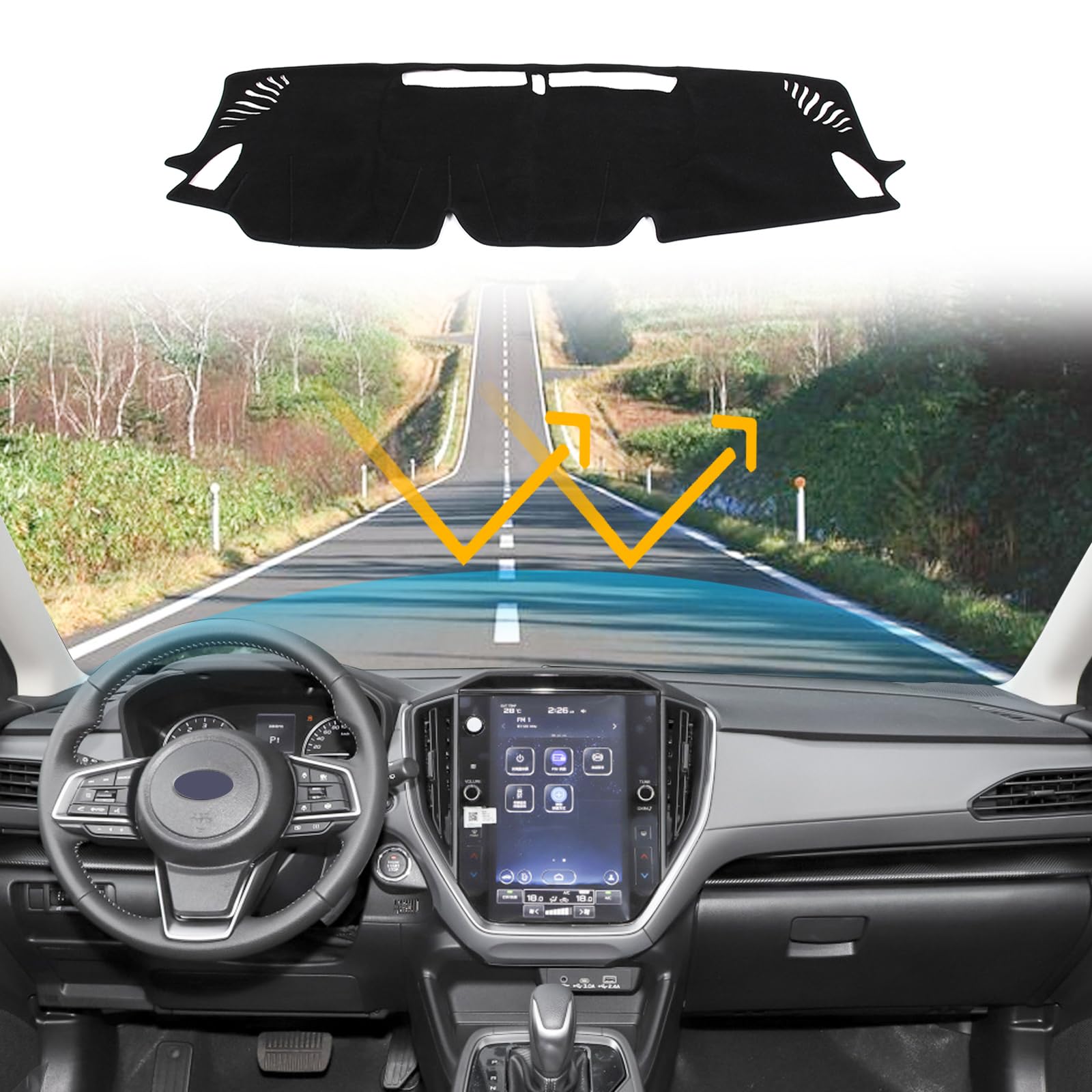 LLKUANG Dash Cover Mat Dash Mat Compatible with Subaru Crosstrek Impreza 2023-2025 Forester 2025,Polyester Car Dashboard Cover Sun Shade Pad,Anti-Slip