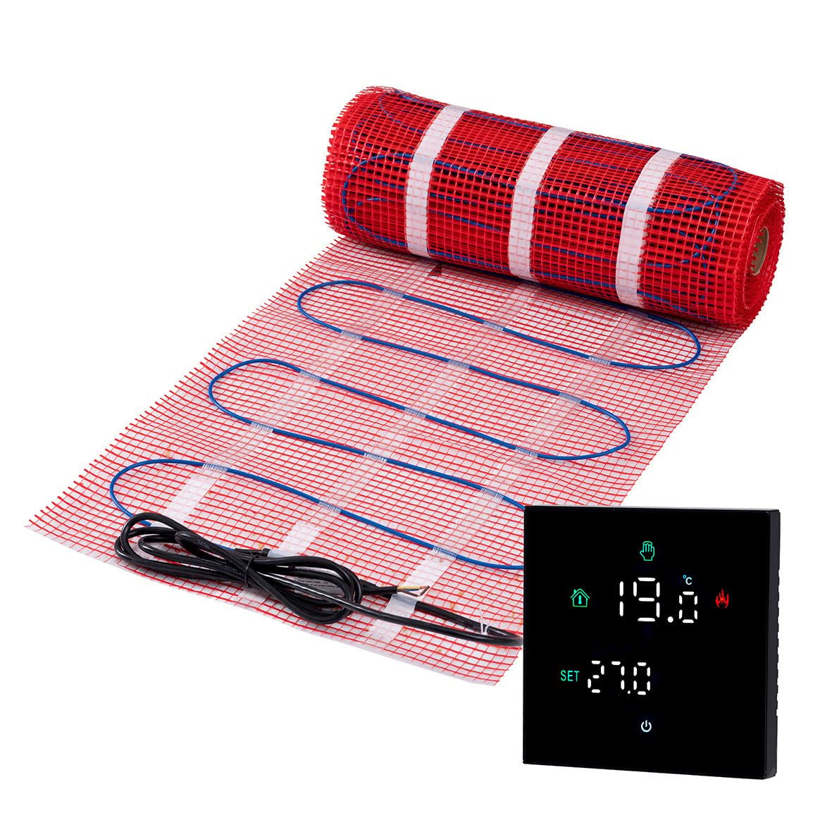 Kompletny elektryczny zestaw ogrzewania podłogowego, 200 W z termostatem WiFi, 2,5 m², biały