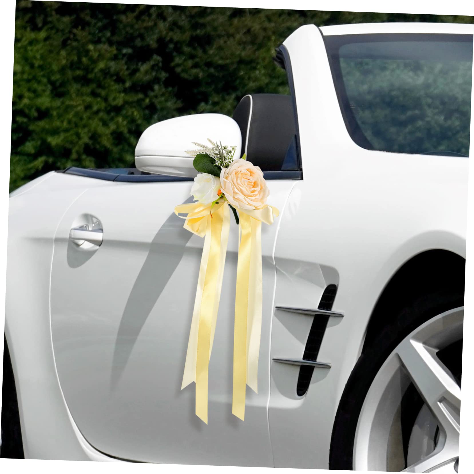 STOBAZA 8stücke Hochzeitsauto Blumen Dekoration Für Rückspiegel Simulation Rosen Für Brautwagen Elegantes Auto- Ergänzung Für Hochzeitsfeierlichkeiten