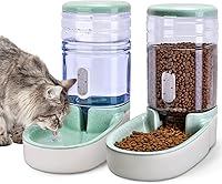 Kacoomi Automatic Gravity Dog Cat Feeder & Water Dispenser Set - 1 Gallon Large Capacity for Small Medium Pets