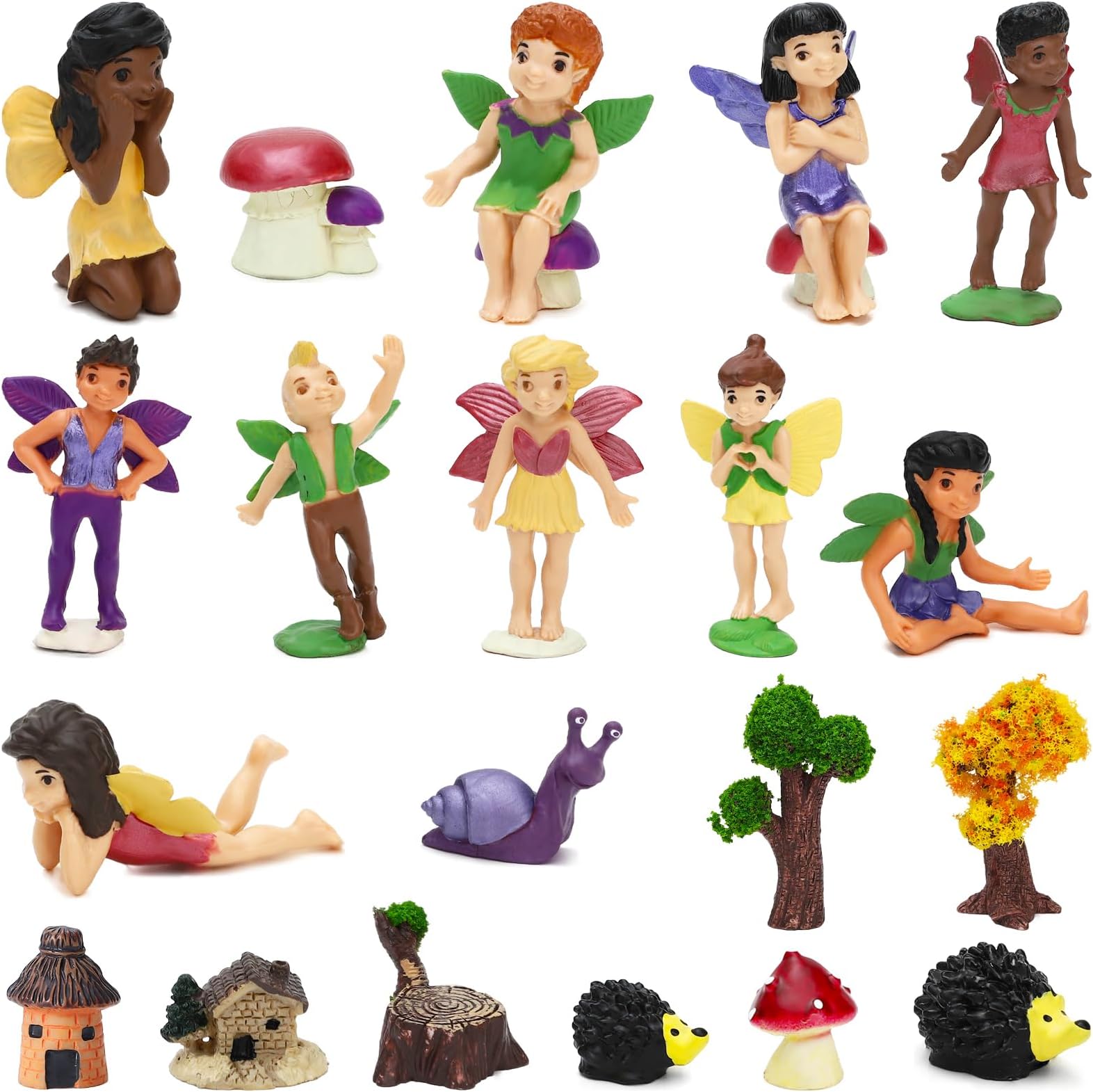 ONEST 18 Pieces Small Fairy Figurines Hand Painted Fairies Figures Miniature Fairy Garden Accessories Figurines for Kids Adults