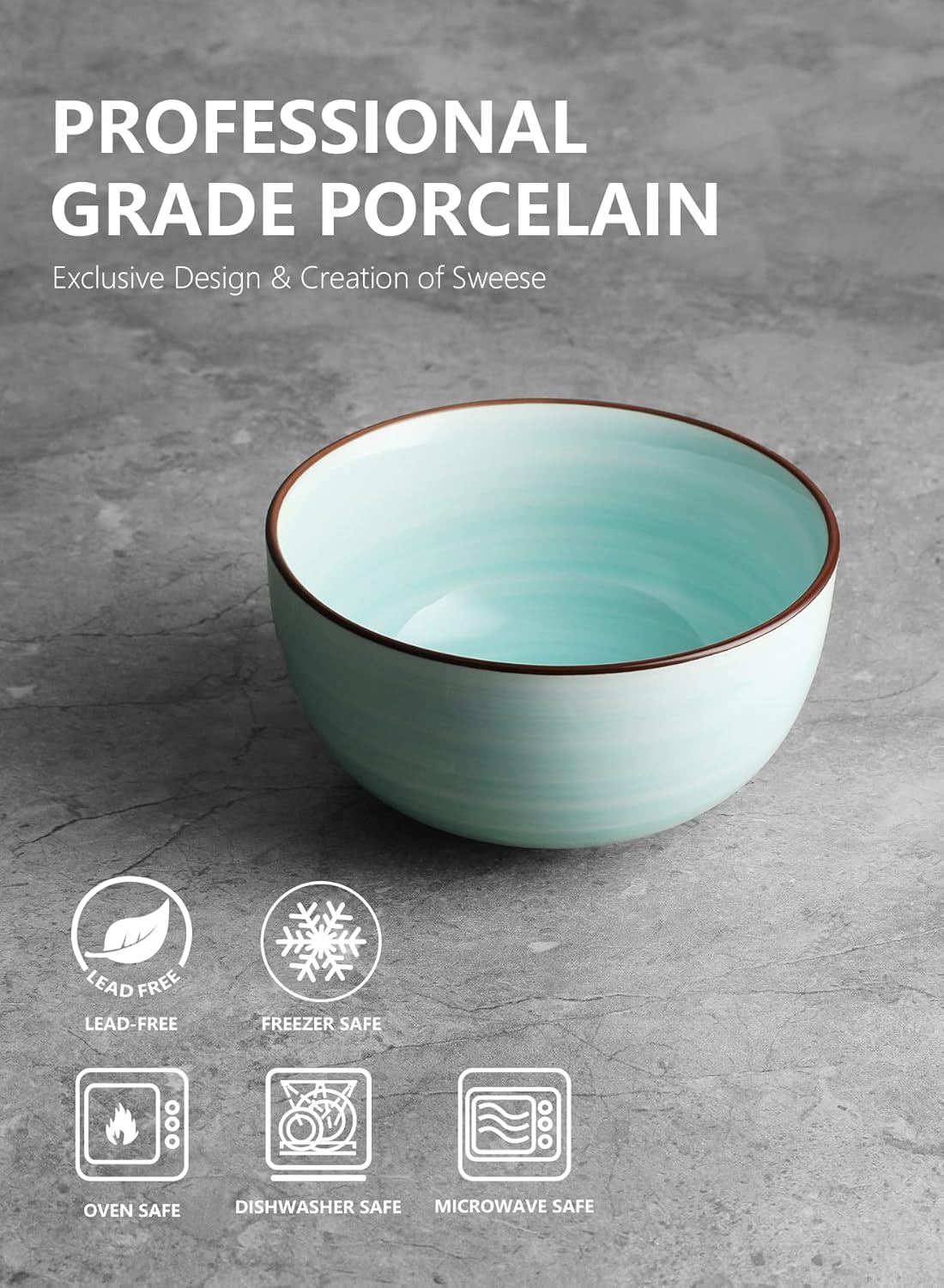 Sweese 144.002 Porcelain Bowls - 10 Ounce for Ice Cream Dessert, Small Side Dishes - Set of 6, Multicolor, Hot Assorted Colors : Home & Kitchen