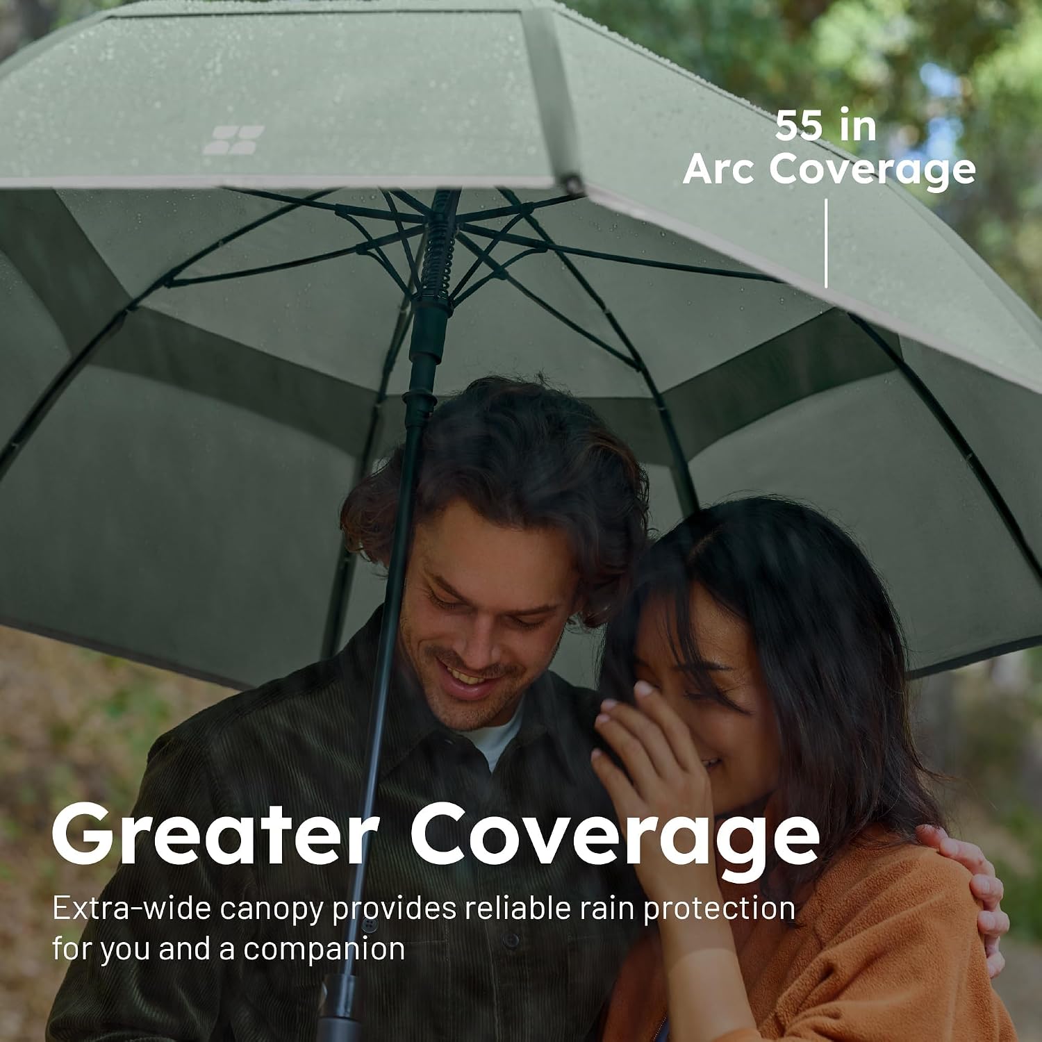 Weatherman Umbrella - Stick Umbrella - Windproof Umbrella Resists Up to 55 MPH Winds - (Sage)