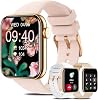 Smartwatch for Android iPhone Compatible, Smart Watches for Women(Call Receive/Dial), 1.85 Waterproof Fitness Tracker with AI Voice Control Heart Rate Sleep Monitor Pedometer 100+ Sport Modes, Pink