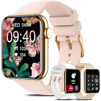 Smartwatch Damen Herren 185 Zoll Smartwatch mit Bluetooth-Anruf/AI-Sprache 19 Sportmodi Herzfrequenz-/SpO2-/Schlafmonitor-Smartwatch f r Android iOS