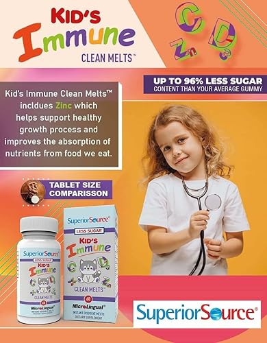 Miniatura 10 de Superior Source Kids Immune Clean Melts - Suplemento de apoyo a la inmunidad - Contiene vitamina C, vitamina D3, extracto de zinc y saúco - Sin OMG