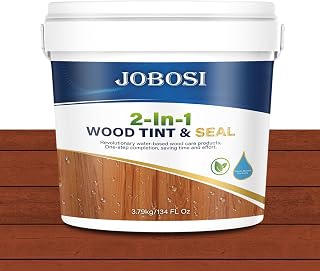 JOBOSI Walnut Wood Stain & Sealer 1 Gallon - Indoor/Outdoor All-in-One Protection for Fences, Decks, Furniture