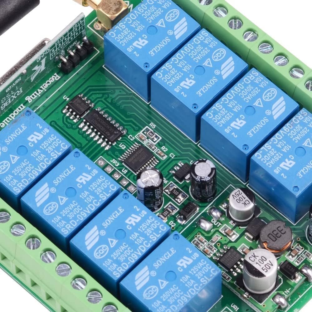 Système d'interrupteur à distance 8 canaux - Récepteur sans fil 433 MHz - Portée : 500 m - DC12 V 24 V 36 V - Pour portes de volets roulants - Garage - Portes électriques - Fenêtre - Avec antenne de 3