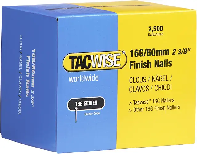 Tacwise 16G 60mm Galvanised Finish Nails for Senco Nail Guns - Pack of 2500