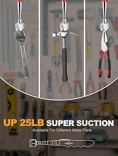 Miniatura 7 de Herramienta de recogida magnética telescópica de 25 libras, barra magnética extensible de 30.7 pulgadas, bolígrafo magnético portátil con clip de