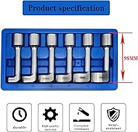 Vista 2 de Juego de 6 piezas de llaves de inyección de 1/2" Dr., llave de inyector de combustible diésel tipo L, llave de inyección de tipo abierto