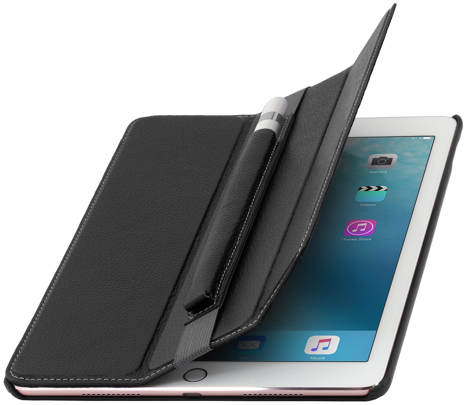 StilGut Couverture, Genuine Leather Case for Apple iPad Pro 9.7" with  Pencil Holder, Stand & Smart-Cover Function, Black - Buy Online - 32542048