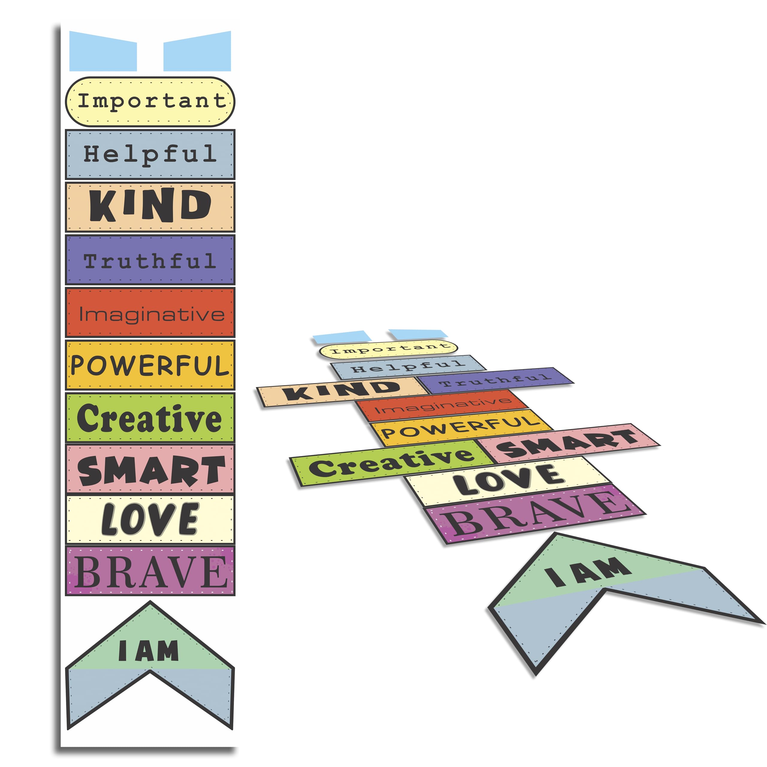 Sensory Path Decals Floor Stickers Hopscotch Classroom Decor - Positive Affirmation Floor Decals for Boosting Gross Motor Skills