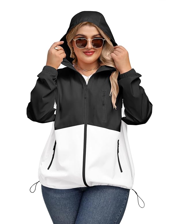 Avoogue Plus Size Rain Coats for Women Windbreaker Rain Jacket with Hood by Avoogue - Used condition - Image 3