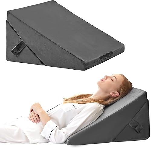Almohada de cuña para dormir, juego de almohada plegable ajustable de 9 y 12 pulgadas, cuña de almohada ortopédica de espuma viscoelástica,