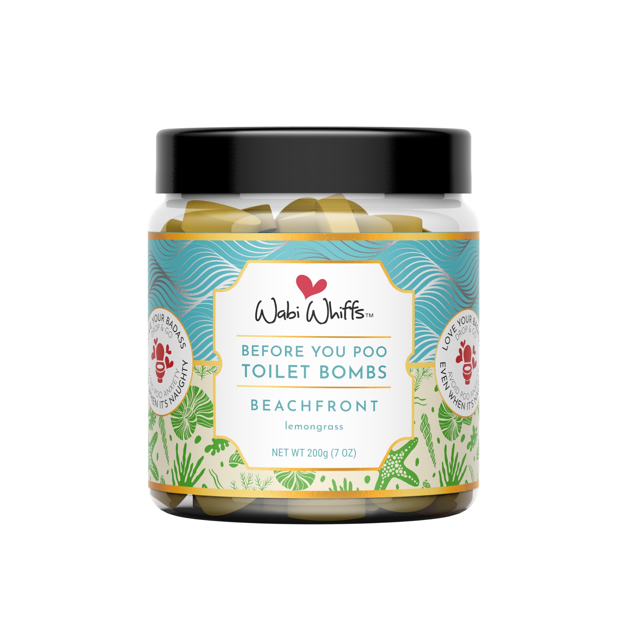 Wabi Whiffs Fizzing Toilet Bombs – Beach Front | Natural Bathroom Deodorizer | Odor Eliminator Tablets For Freshness & Cleanliness | Eco-Friendly