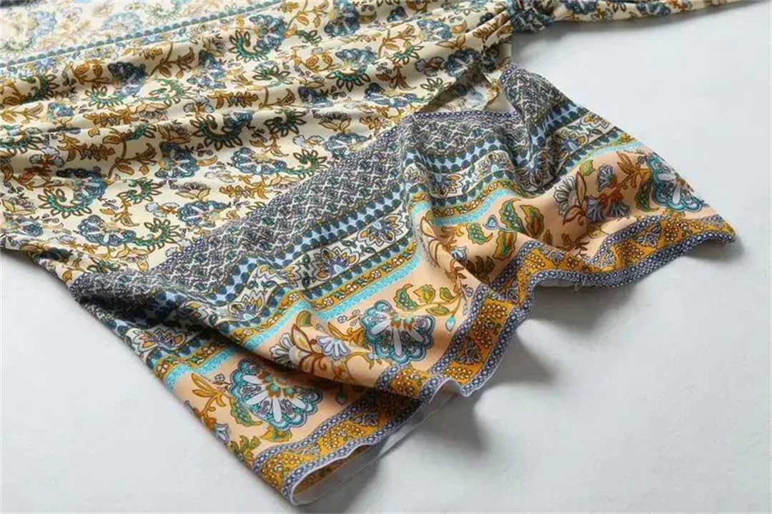 Cardigan da donna vintage in rayon con stampa floreale boho camicette camicia da spiaggia abbigliamento estivo bikini coprire
