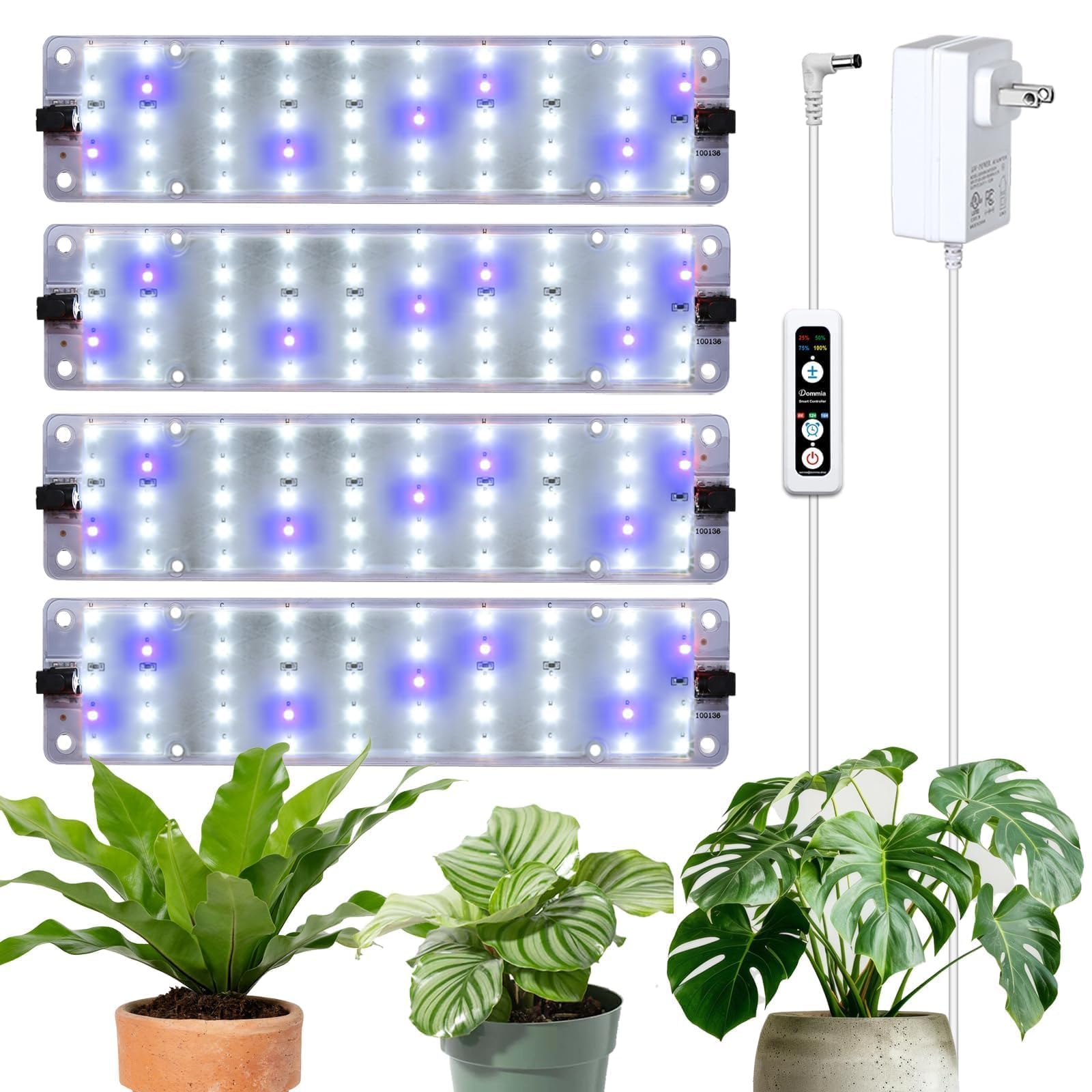 DOMMIA 40W Full Spectrum Grow Light, Dimmable Timer, Ultra Thin Linkable