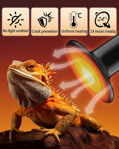 Ruiandsion 150W Ceramic Heat Emitter Bulb, No Light Emitting, Reptile Heat Lamp for Terrariums, Chicken Coops & Pet Homes, 3-Pack