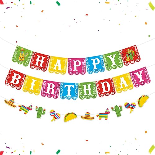 Kitticcino 3 carteles mexicanos de feliz cumpleaños, decoración de fiesta de cinco de mayo, decoración de fiesta de cumpleaños de México, decoración