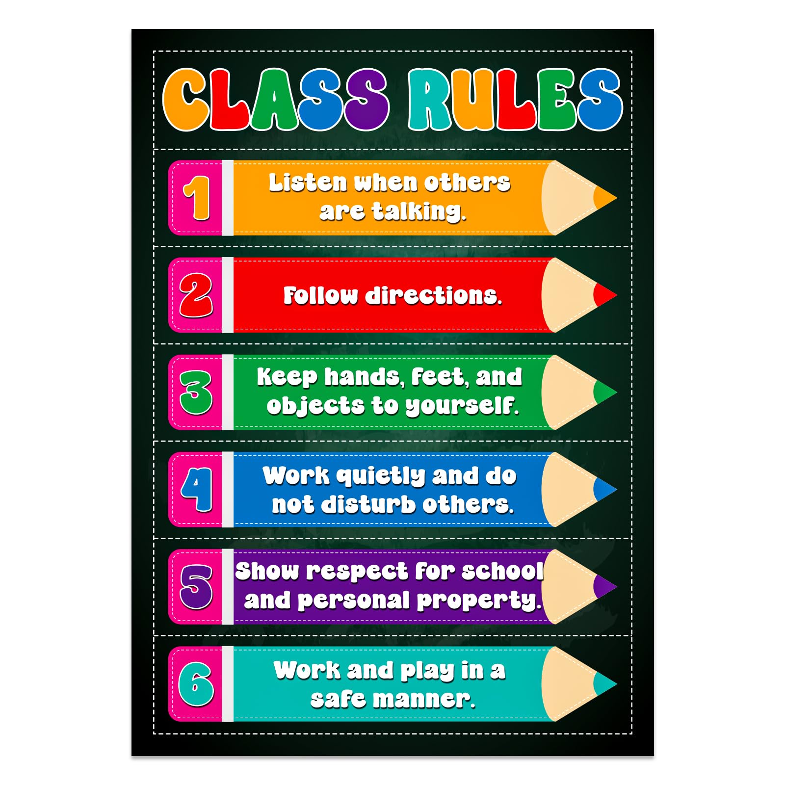 GMEMNOV Classroom Rules Poster - Motivational Inspirational Posters for Classroom Laminated Class Rules Poster Chart for Elementary Middle School Back to School Decorations Teacher Supplies