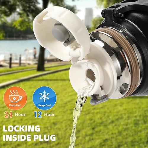 Miniatura 5 de Termo de café de 25.4 fl oz27 oz con 3 tazas, botella de agua aislada, juego de frasco de vacío de acero inoxidable para bebidas frías y calientes,