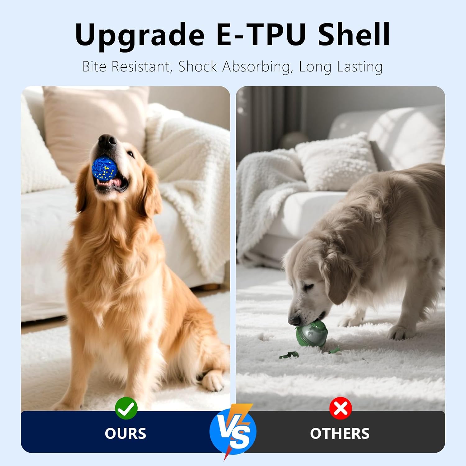 Interactive Dog Toy Ball, Smart Electric Ball - Automatic Bouncing Rolling Moving Jumping Vibrating - 3 Modes Water Resistant Balls for Medium Large Dogs - Chase Pet Toys to Keep Them Busy - Image 3