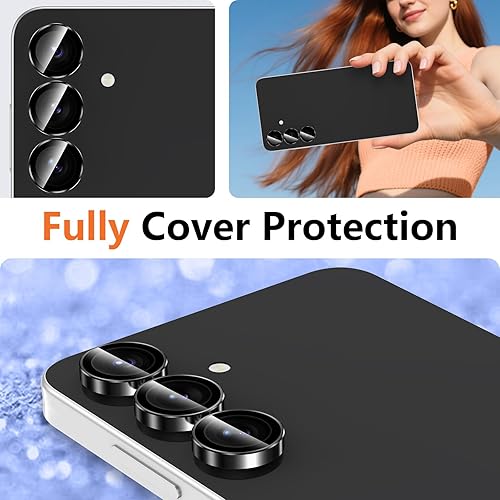Vista 8 de Protector de lente de cámara para Samsung Galaxy S25 FE, cubierta de lente de vidrio templado con anillo de metal individual, [fuerte adsorción] 1