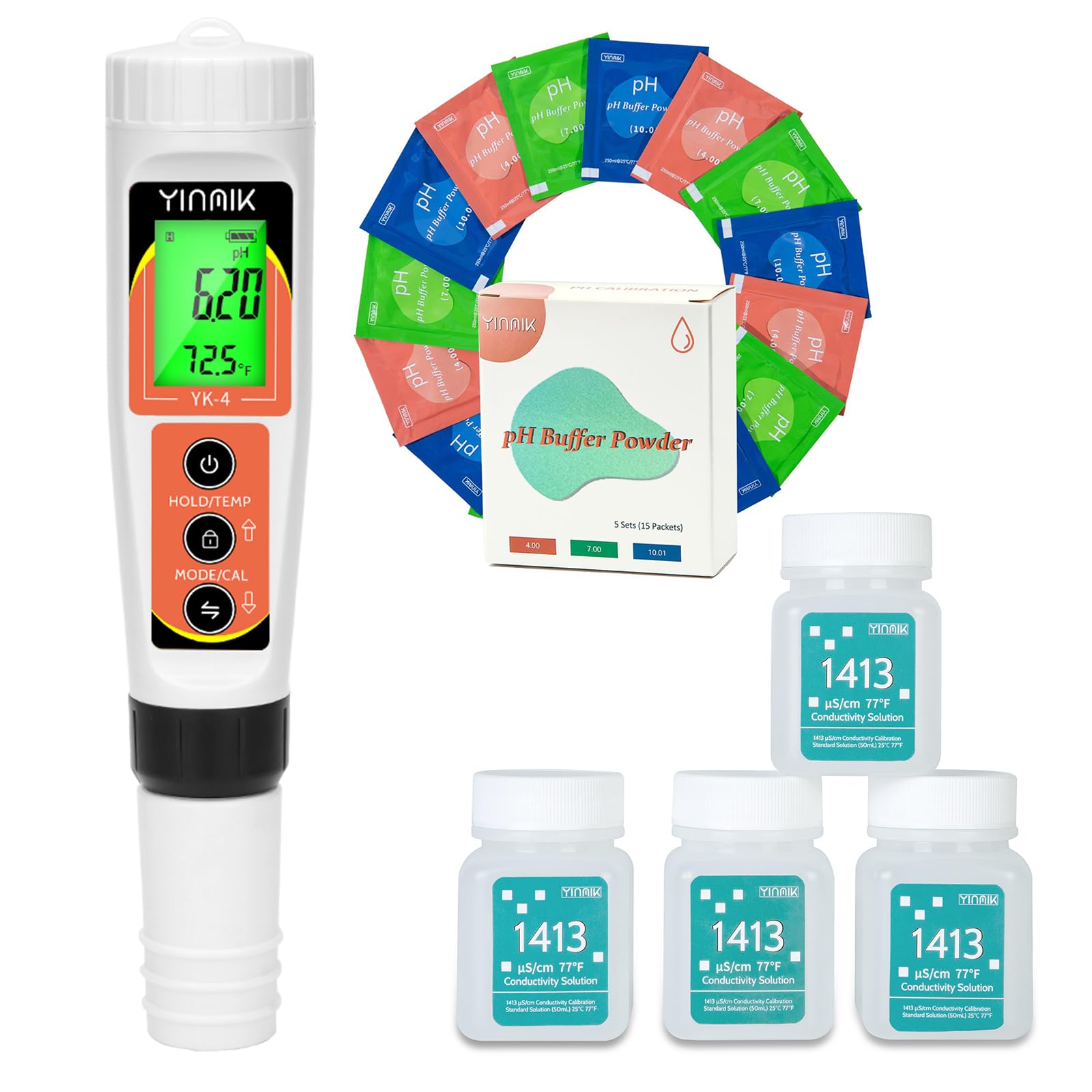 YK-4 pH Meter with pH EC Calibration Kit