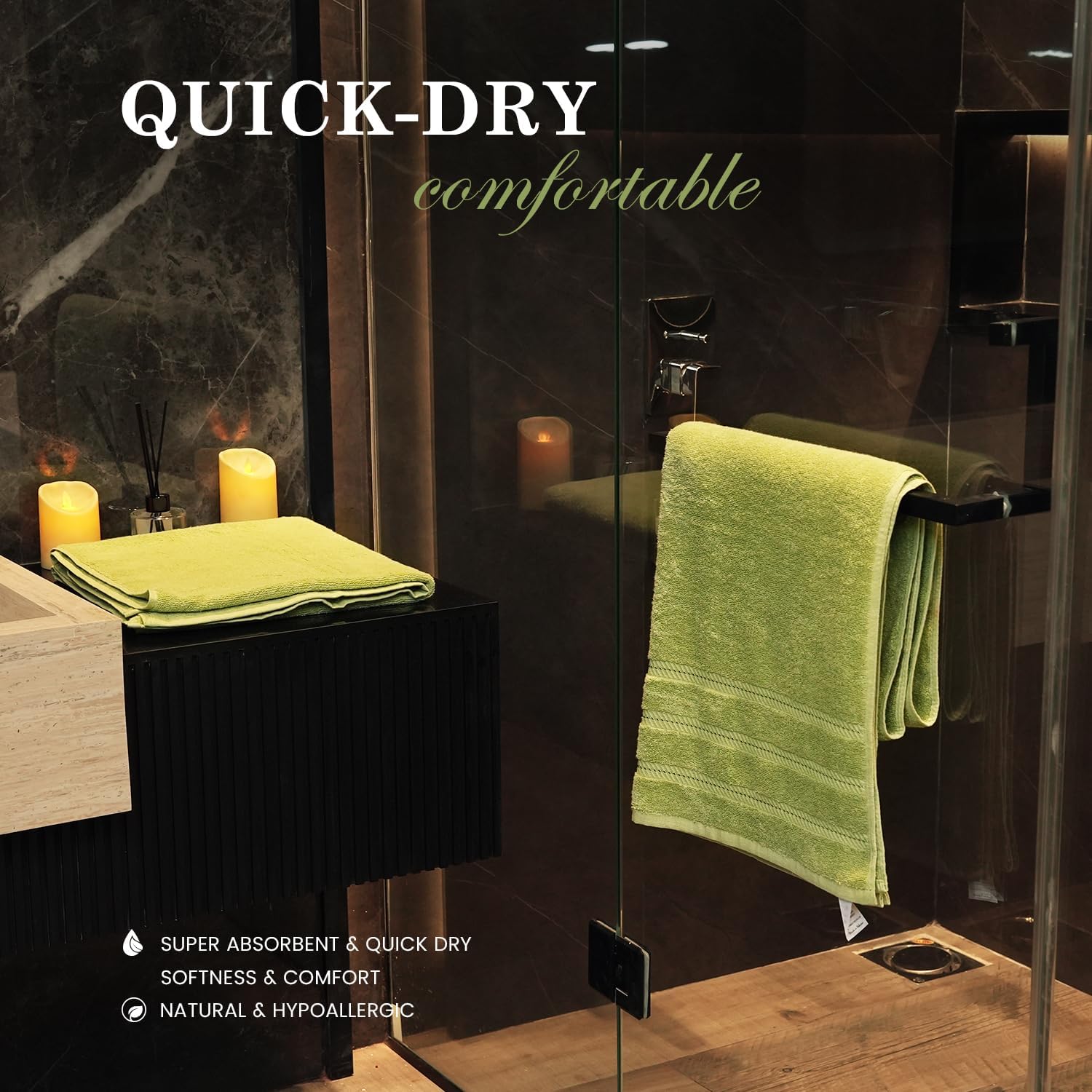 Bath Towels 27x54 – Pack of 4 | Soft & Quick-Dry | Highly Absorbent 100% Ring Spun Cotton Towels for Bathroom, Spa, Home & Hotel Use (Green)