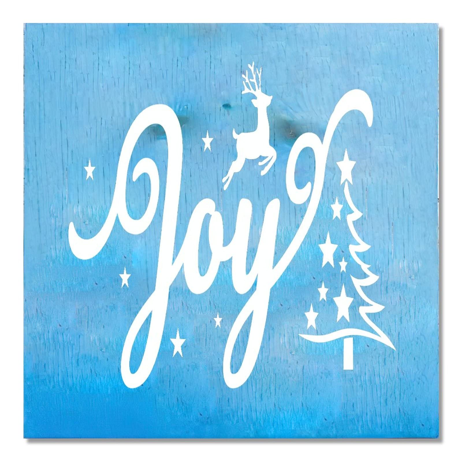 Décoration de Noël en bois : panneau suspendre Joy 101,6x101,6 cm
